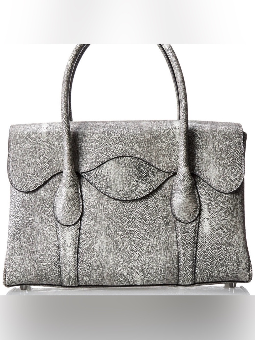 BCBGMAXAZRIA Faux Stingray Grey Top Handle Purse